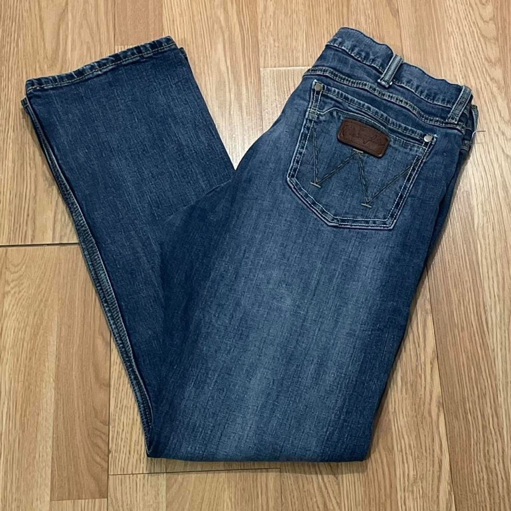 Wrangler Retro Men’s 36x34 (35x32) Slim Boot Jeans Medium Blue Denim Western
